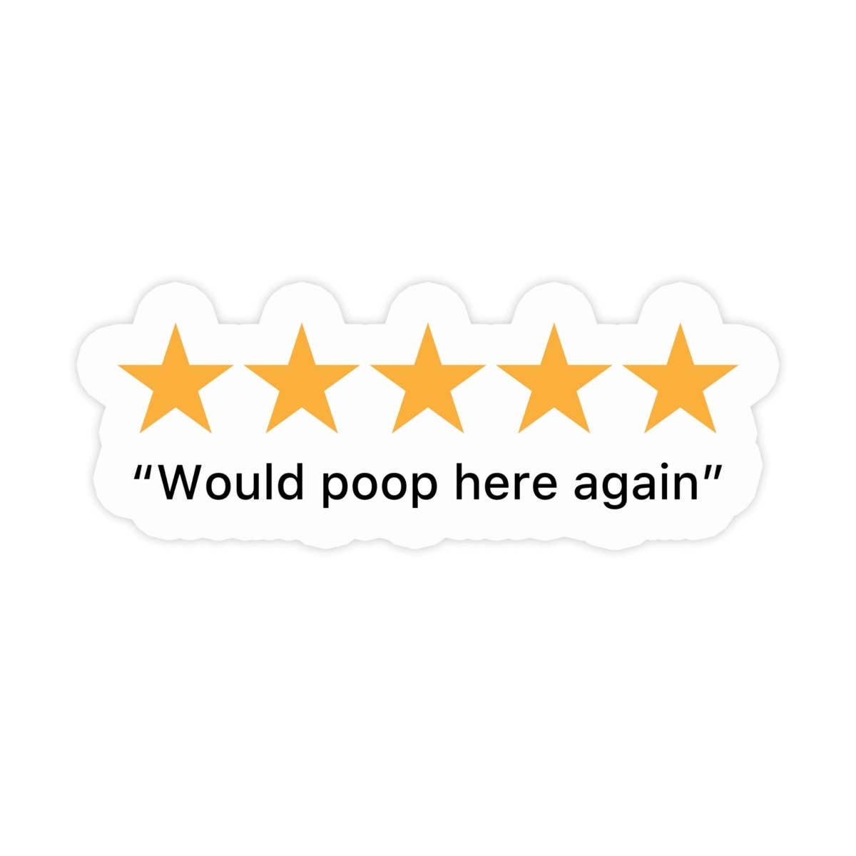 Sticker: 5 Star Poop Review - Funny Restroom Sticker