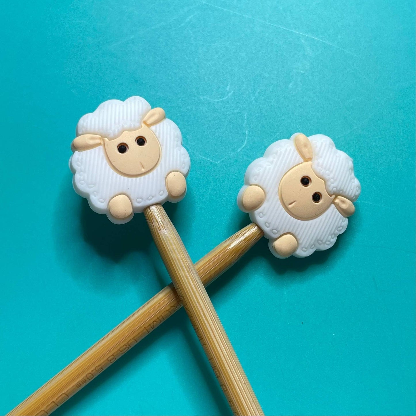 Knitting Needle Point Protectors: Kawaii White Sheep