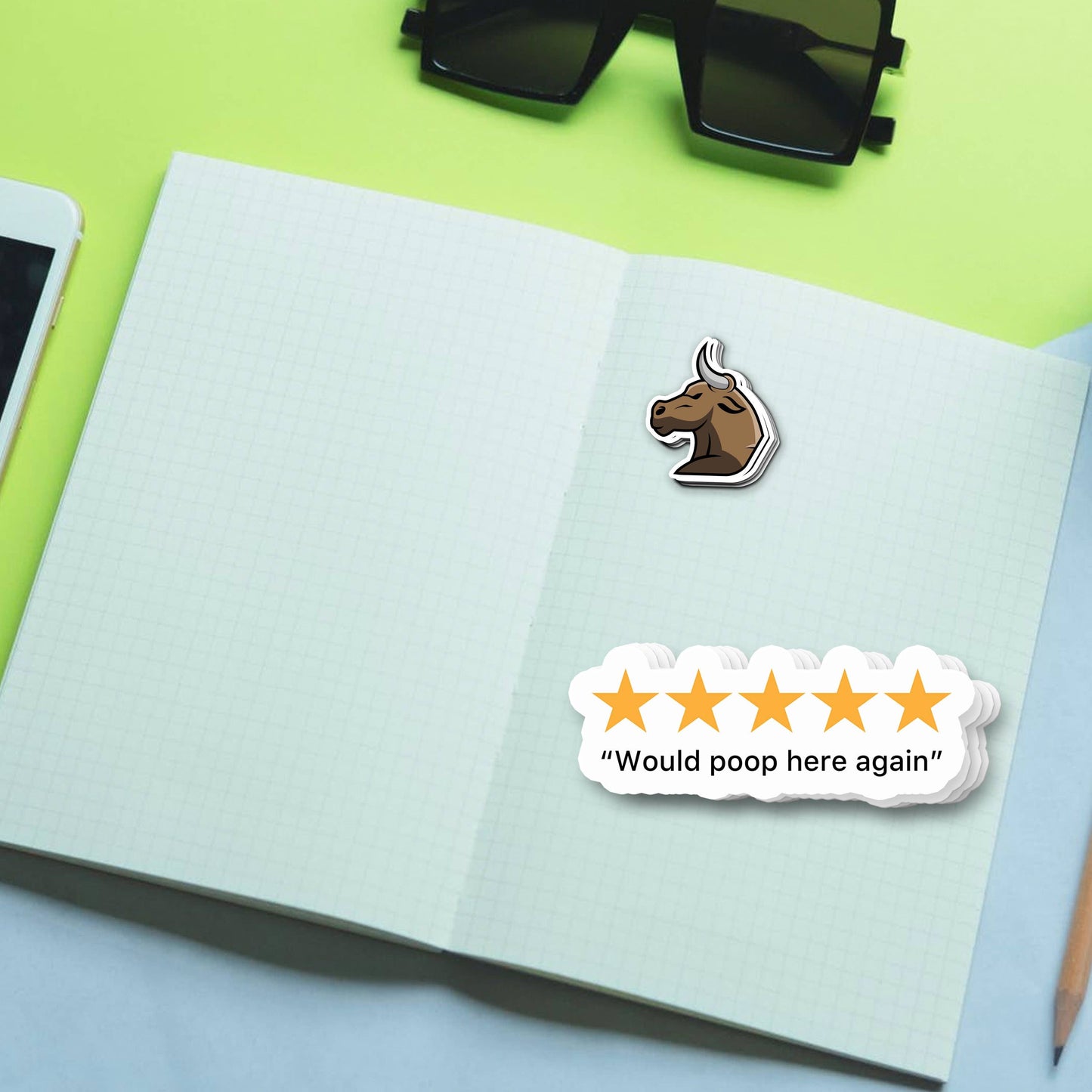 Sticker: 5 Star Poop Review - Funny Restroom Sticker