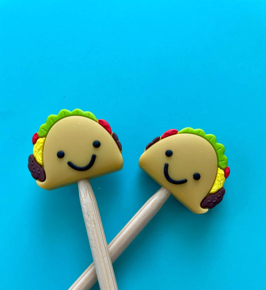 Knitting Needle Point Protectors: Kawaii Smiling Taco