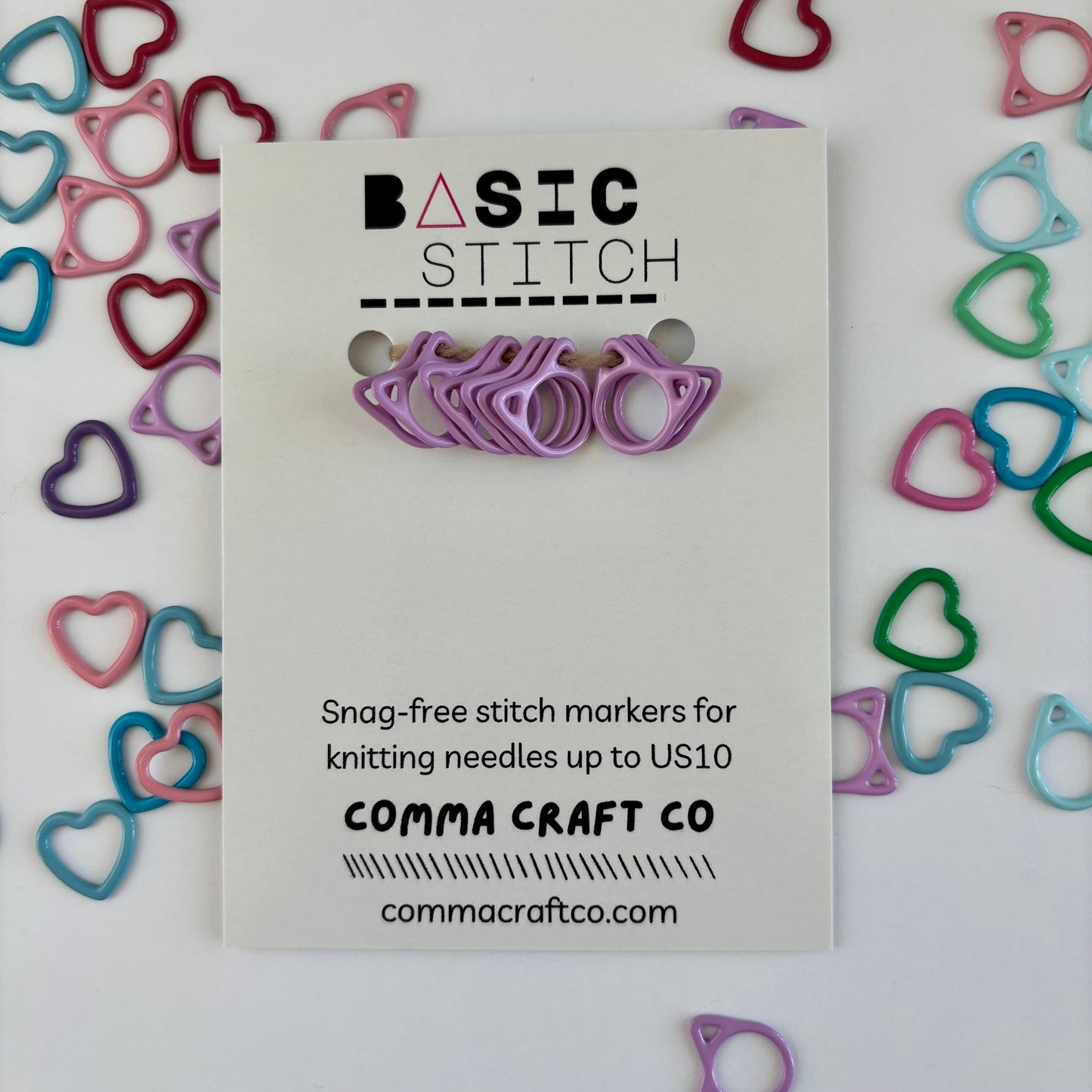 Knitting Stitch Markers: Metal Cat + Heart