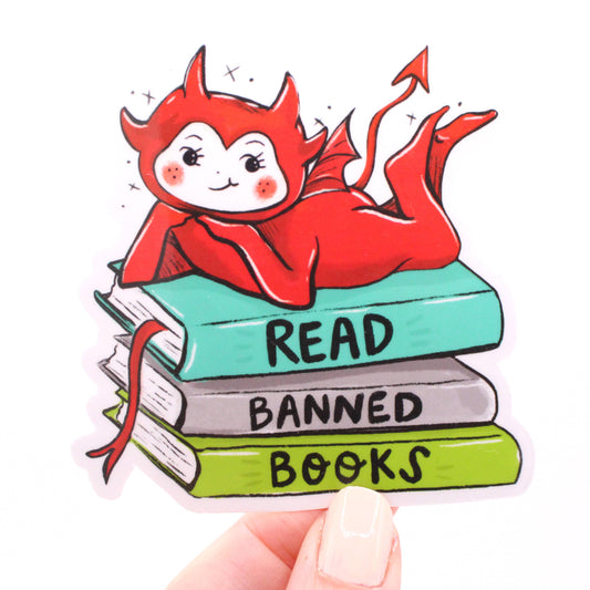 Sticker-BannedBooks-12: Read Banned Books Little Devil