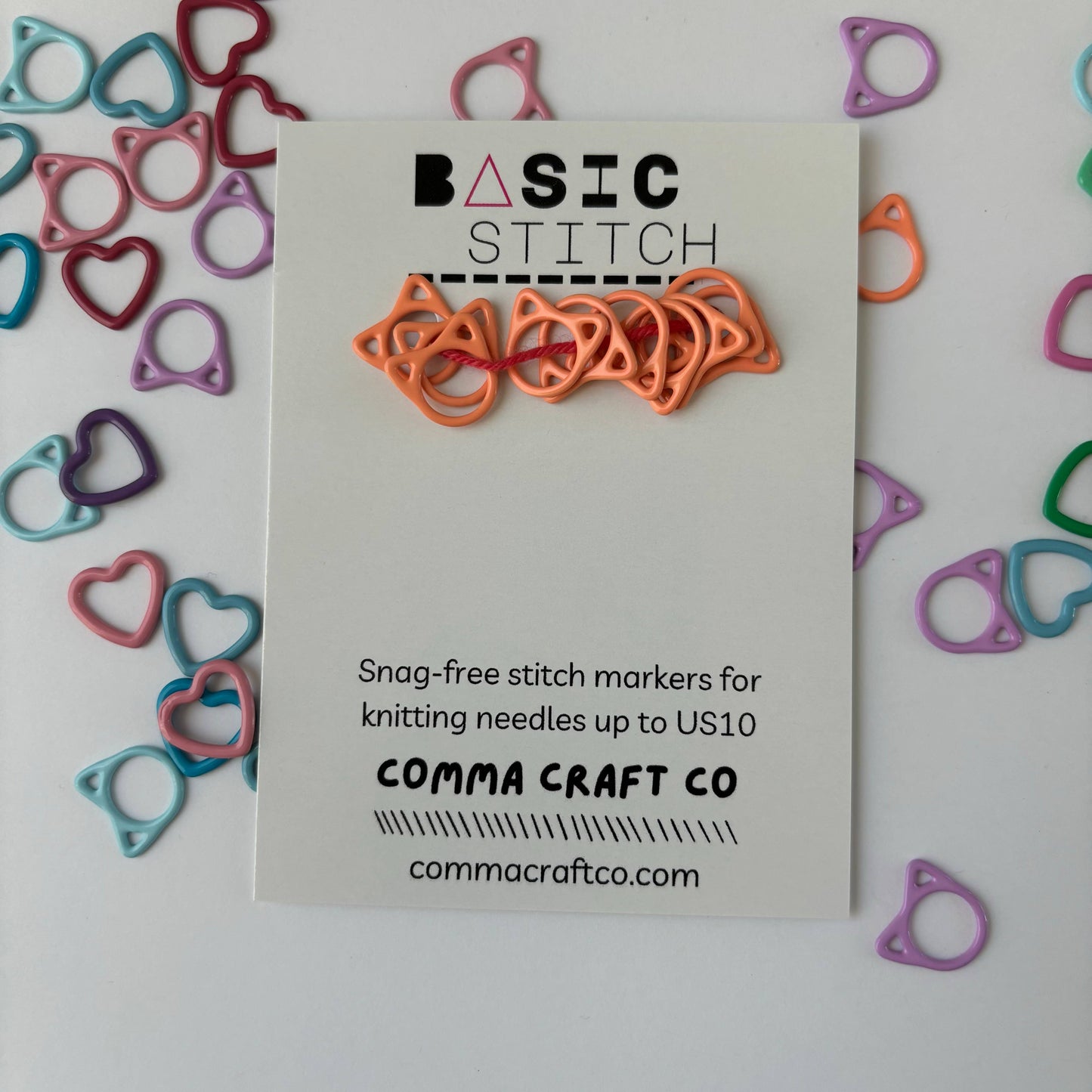 Knitting Stitch Markers: Metal Cat + Heart