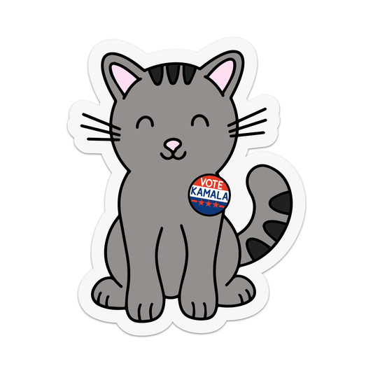 Sticker: Cats For Kamala Harris - Gray Tabby