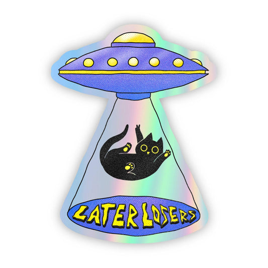 Sticker: Cat - Later Losers UFO (Holographic)