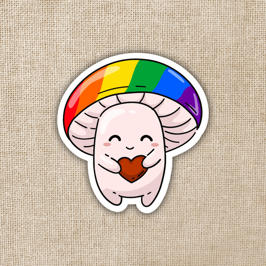 Sticker: Gay Pride Flag Mushroom