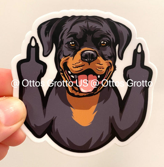 Sticker: Rottweiler With Middle Fingers