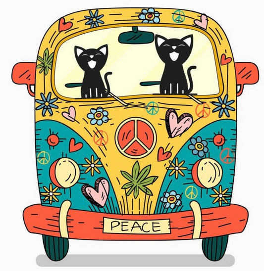 Sticker: Cats in a Peace Van