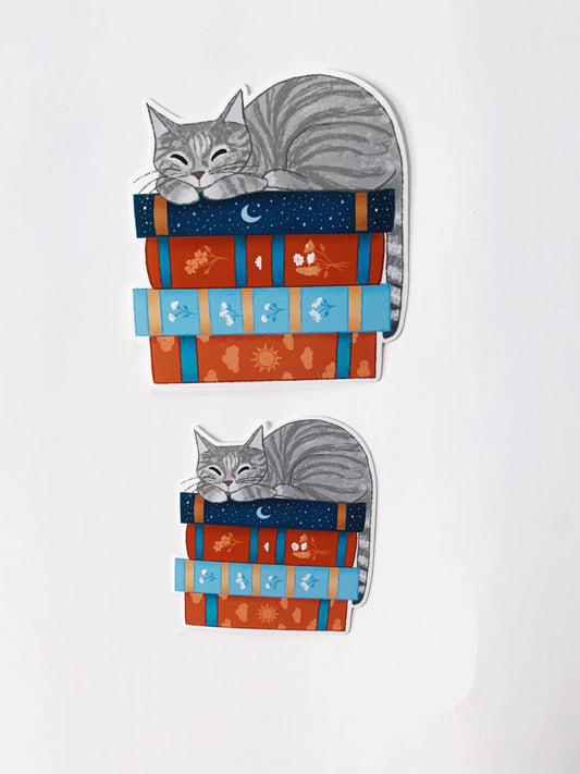 Sticker: Cat and Books