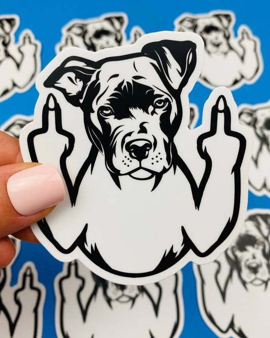 Sticker: Pitbull With Middle Fingers