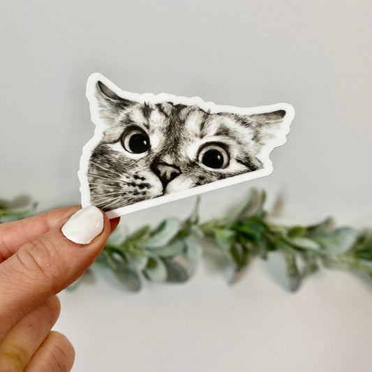 Sticker: Peeking Cat